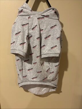 Pet (dog) Kirkland Signature Gray Hoodie with Red and Black Logo Print coat